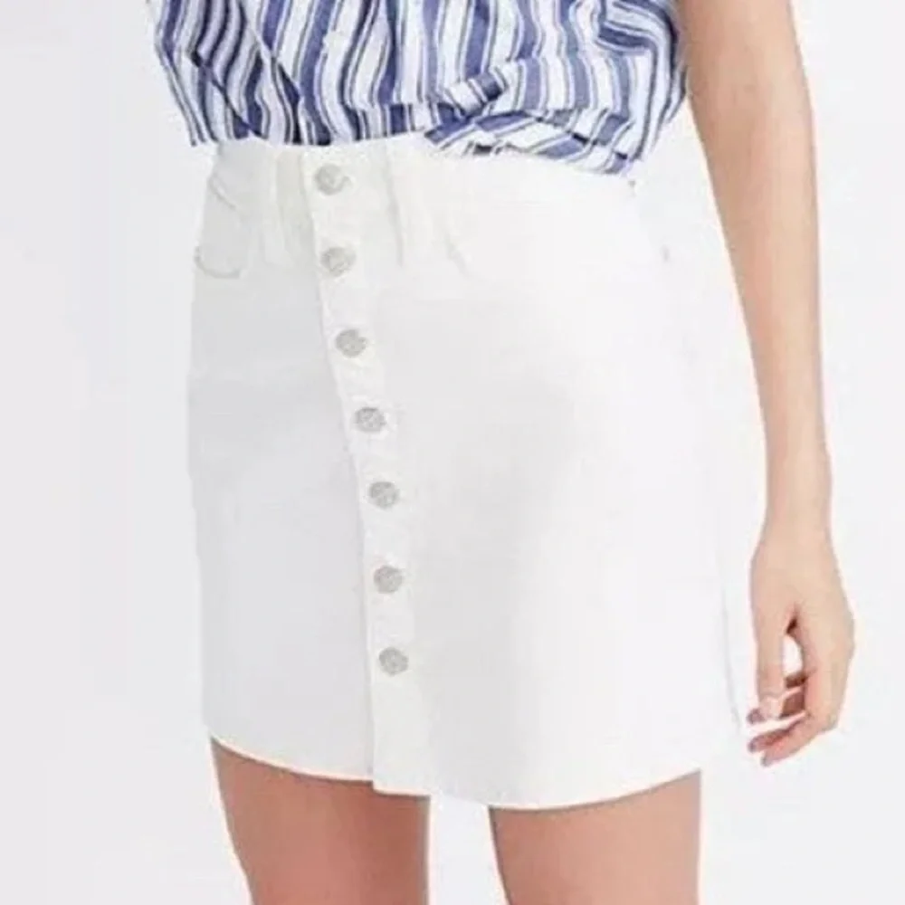 Madewell Stretch Denim A-Line Mini Skirt in Tile White: Button-Front Edition - Picture 1 of 6